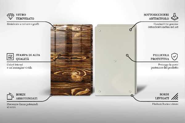 Protection plaque induction Texture du bois