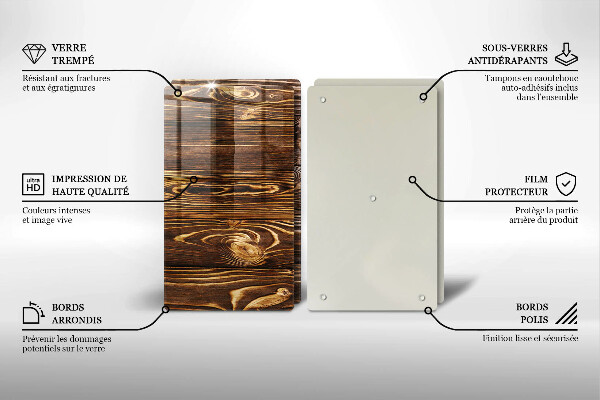 Protection plaque induction Texture du bois