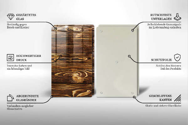 Protection plaque induction Texture du bois