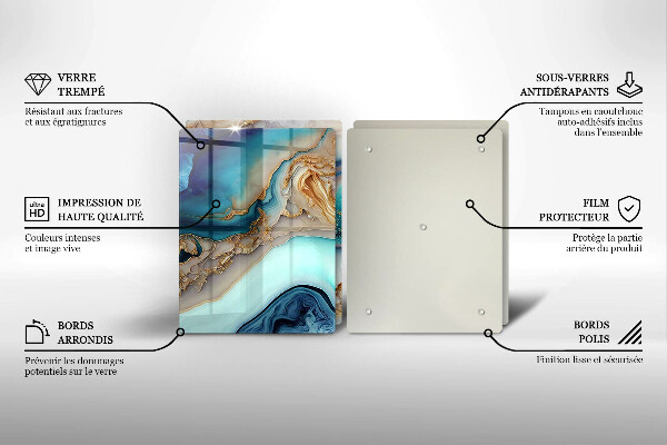 Protection plaque induction Marbre multicolore