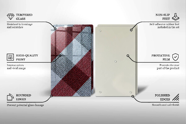 Protection plaque induction Motif à carreaux rouge et blanc