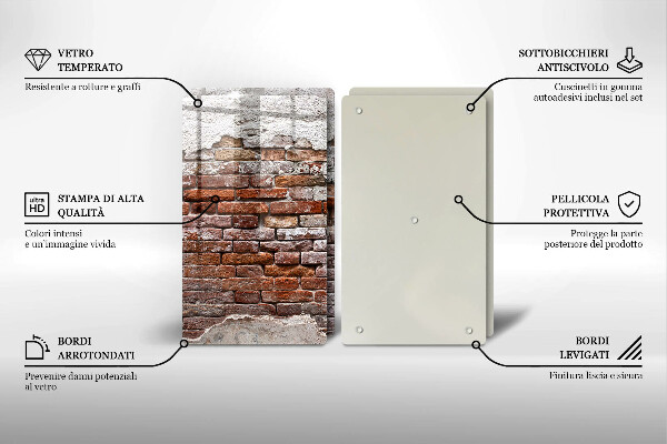 Cache plaque de cuisson Vieux mur de brique et de béton