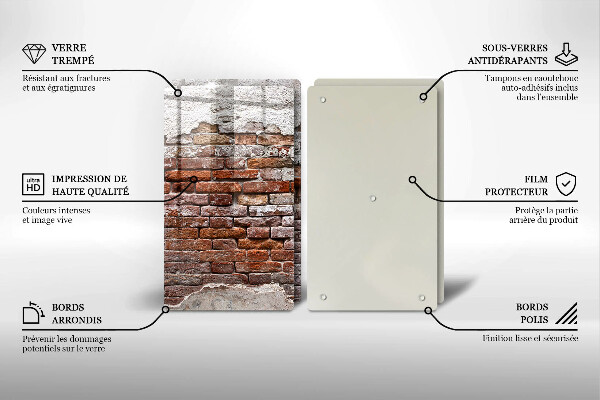 Cache plaque de cuisson Vieux mur de brique et de béton