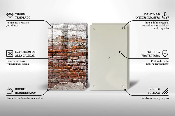 Cache plaque de cuisson Vieux mur de brique et de béton