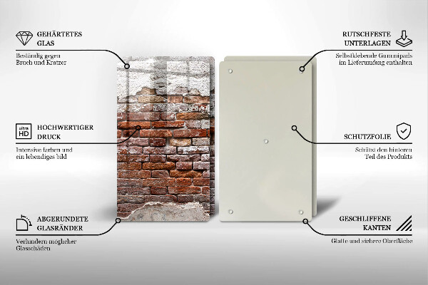 Cache plaque de cuisson Vieux mur de brique et de béton