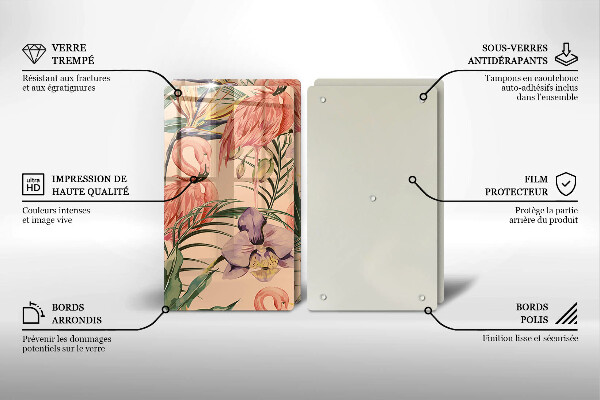 Cache plaque de cuisson Illustration de flamants roses