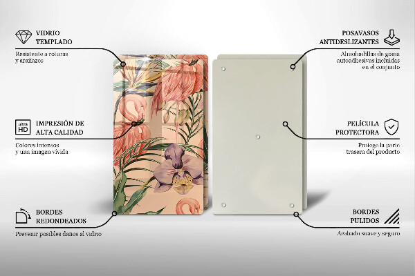 Cache plaque de cuisson Illustration de flamants roses