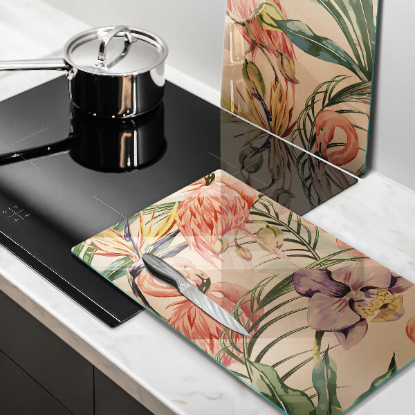 Cache plaque de cuisson Illustration de flamants roses