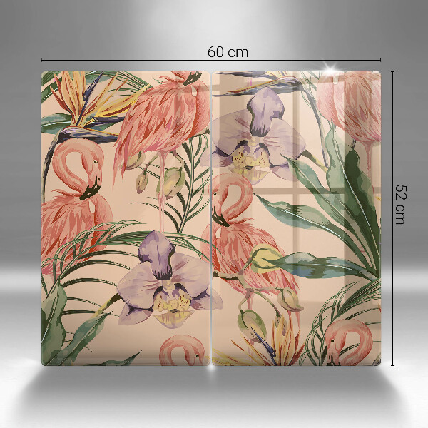 Cache plaque de cuisson Illustration de flamants roses