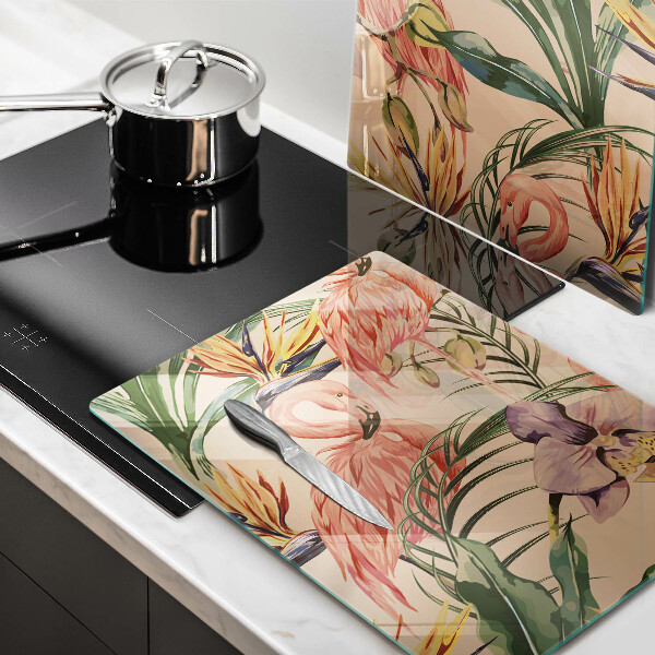 Cache plaque de cuisson Illustration de flamants roses