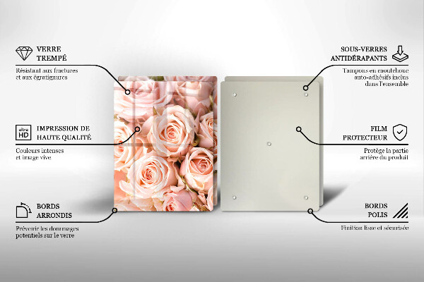 Cache plaque de cuisson Bouquet de roses délicates
