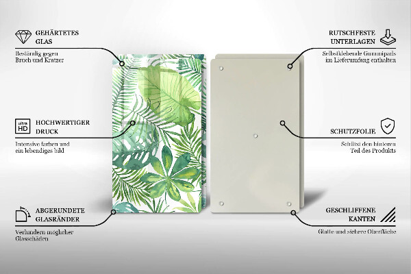 Cache plaque de cuisson Feuilles de boho aquarelle