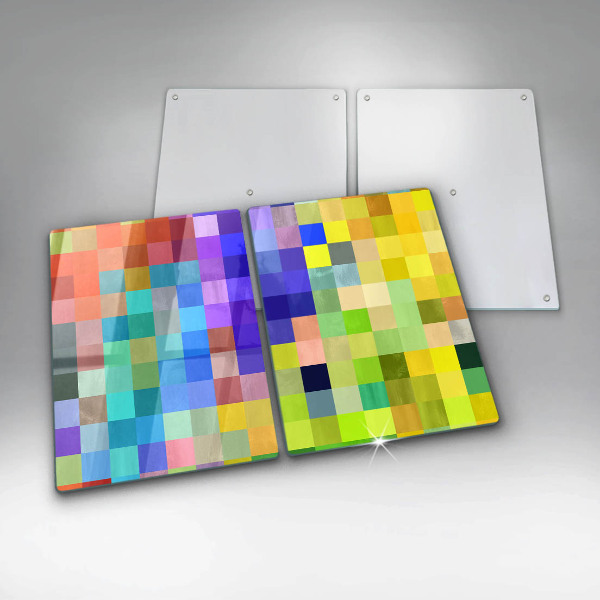 Cache plaque de cuisson Carrés de pixels colorés