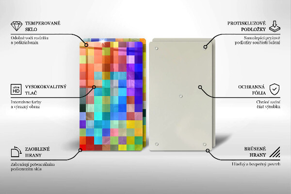 Cache plaque de cuisson Carrés de pixels colorés