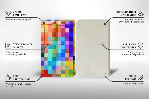 Cache plaque de cuisson Carrés de pixels colorés