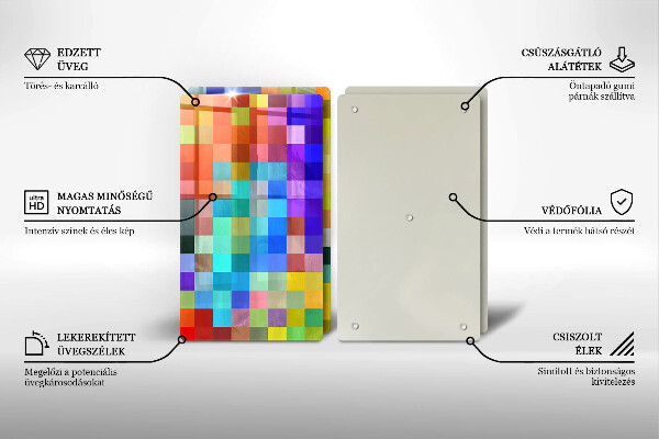 Cache plaque de cuisson Carrés de pixels colorés
