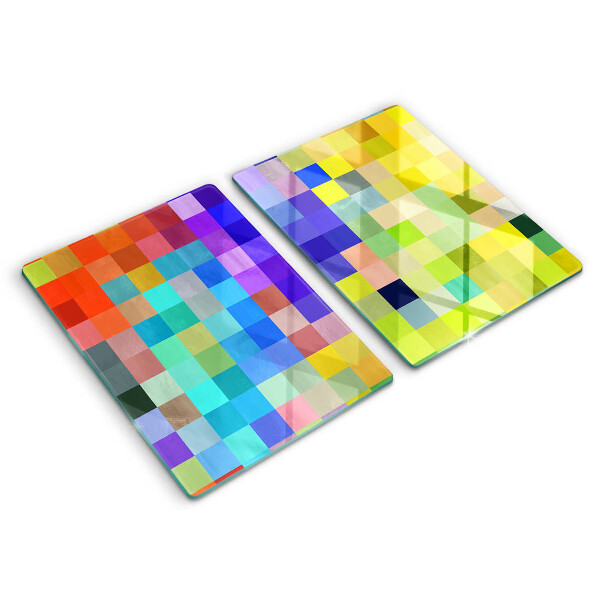 Cache plaque de cuisson Carrés de pixels colorés