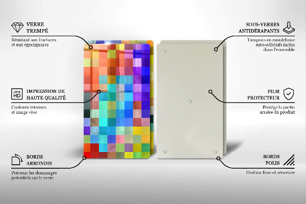 Cache plaque de cuisson Carrés de pixels colorés