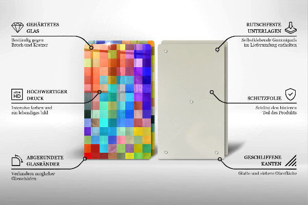 Cache plaque de cuisson Carrés de pixels colorés