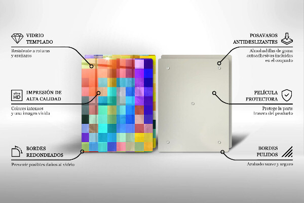 Cache plaque de cuisson Carrés de pixels colorés