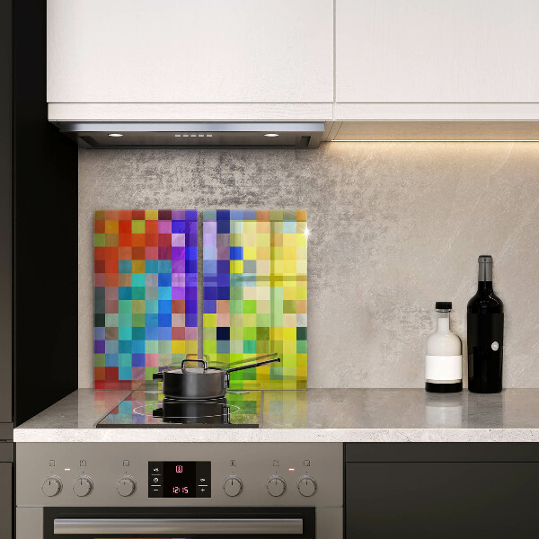 Cache plaque de cuisson Carrés de pixels colorés