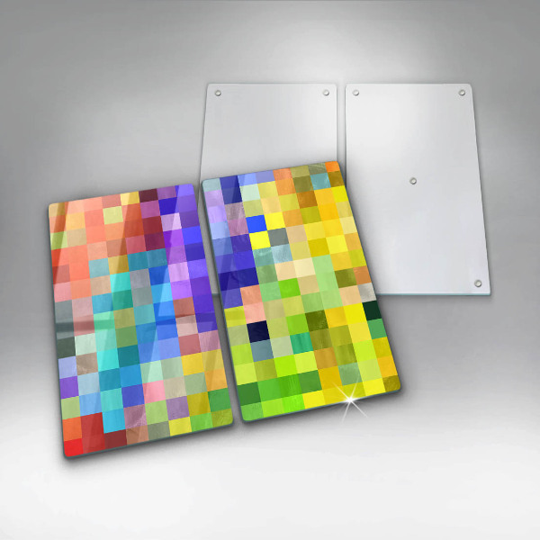 Cache plaque de cuisson Carrés de pixels colorés