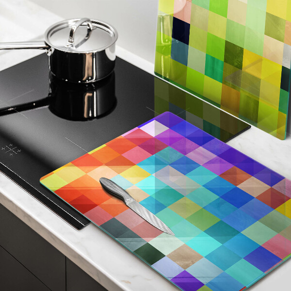 Cache plaque de cuisson Carrés de pixels colorés