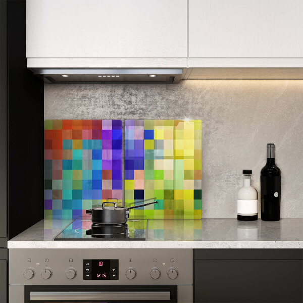 Cache plaque de cuisson Carrés de pixels colorés