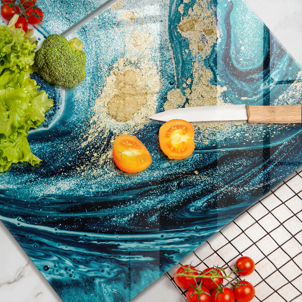 Cache plaque de cuisson Abstraction d'or bleu