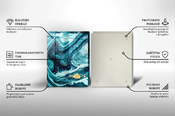 Cache plaque de cuisson Abstraction d'or bleu