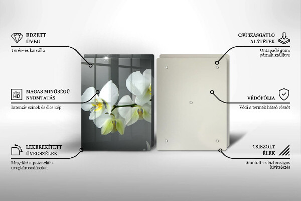 Cache plaque de cuisson Fleurs d'orchidées blanches