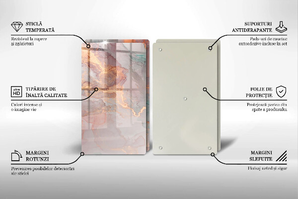 Cache plaque de cuisson Marbre avec de l'or