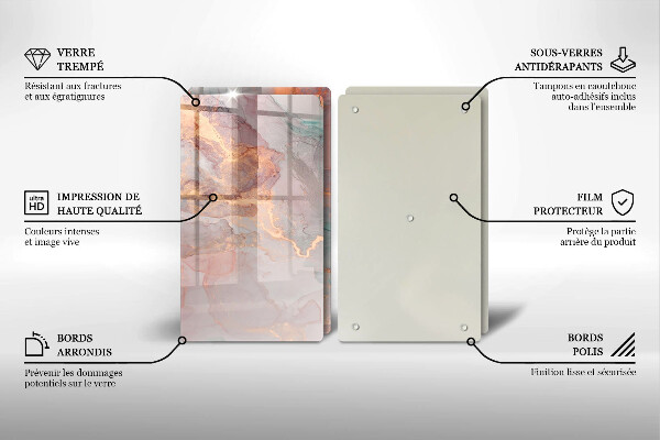 Cache plaque de cuisson Marbre avec de l'or