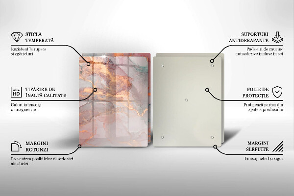 Cache plaque de cuisson Marbre avec de l'or