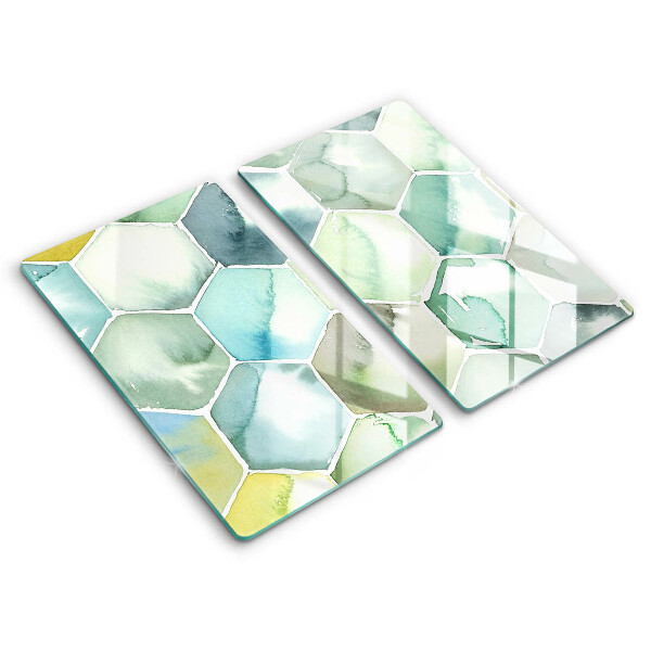 Cache plaque de cuisson Hexagones aquarelle