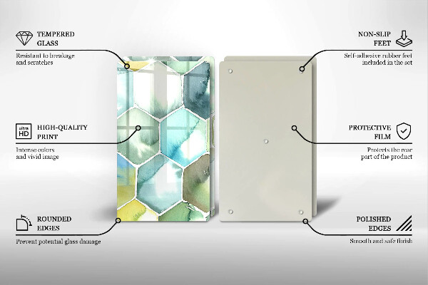 Cache plaque de cuisson Hexagones aquarelle