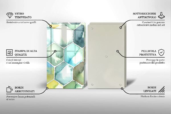 Cache plaque de cuisson Hexagones aquarelle