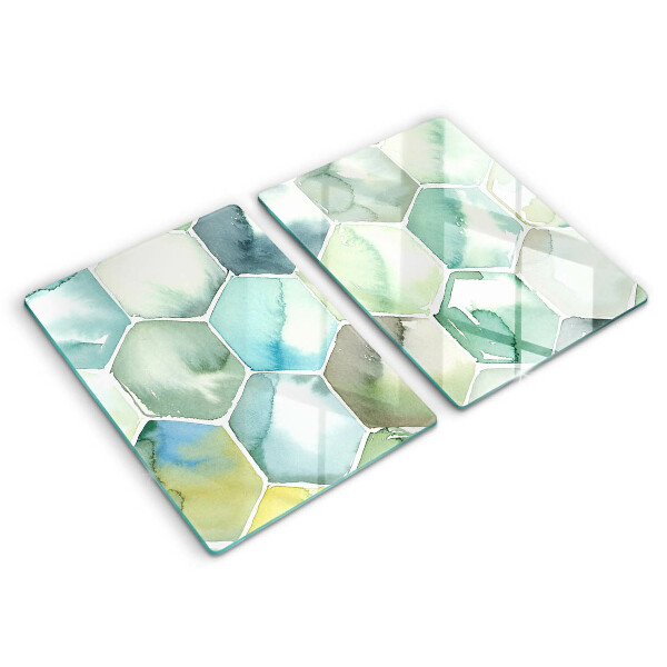 Cache plaque de cuisson Hexagones aquarelle