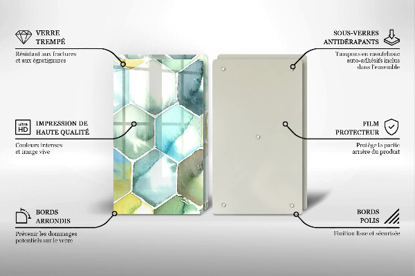 Cache plaque de cuisson Hexagones aquarelle