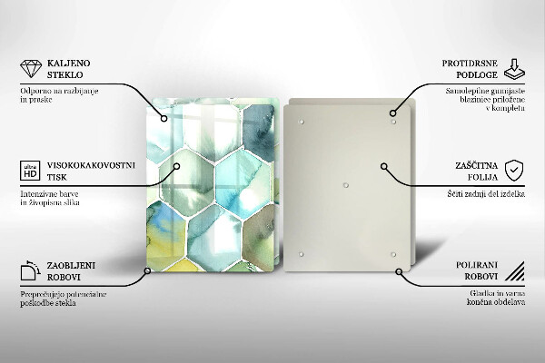 Cache plaque de cuisson Hexagones aquarelle