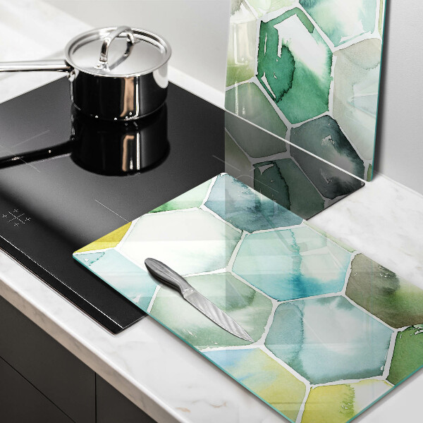 Cache plaque de cuisson Hexagones aquarelle