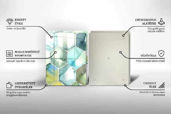 Cache plaque de cuisson Hexagones aquarelle