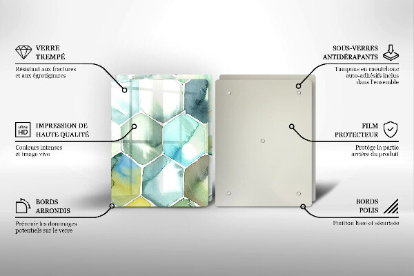 Cache plaque de cuisson Hexagones aquarelle
