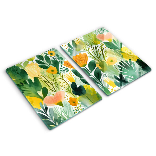 Cache plaque de cuisson Fleurs peintes