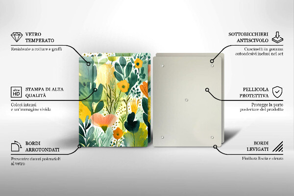 Cache plaque de cuisson Fleurs peintes