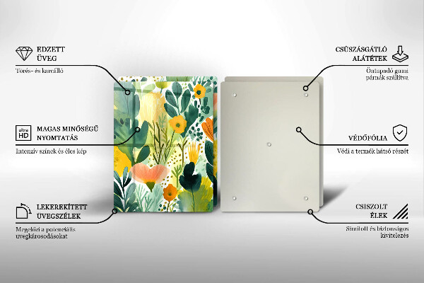 Cache plaque de cuisson Fleurs peintes