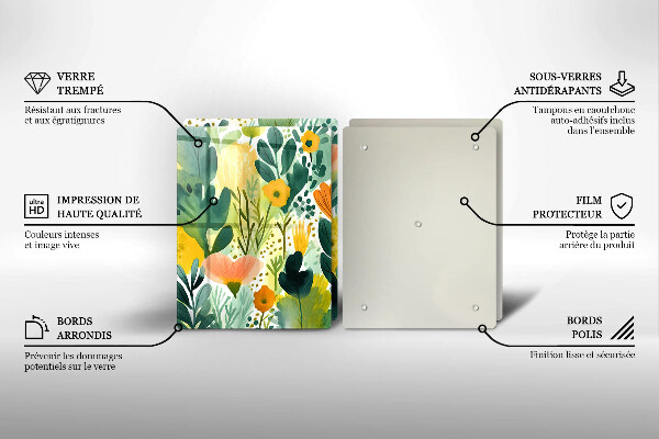 Cache plaque de cuisson Fleurs peintes