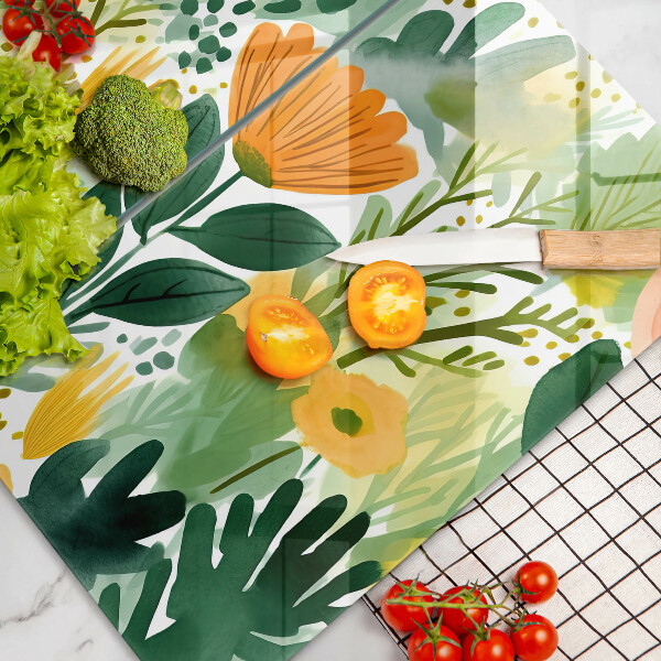 Cache plaque de cuisson Fleurs peintes