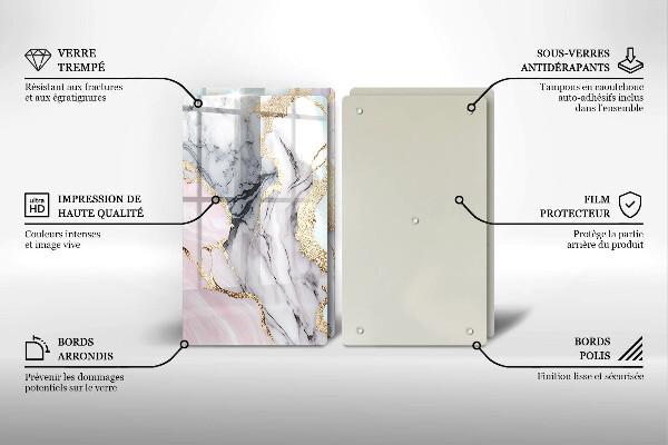 Cache plaque de cuisson Marbre pastel