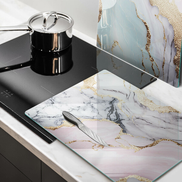 Cache plaque de cuisson Marbre pastel